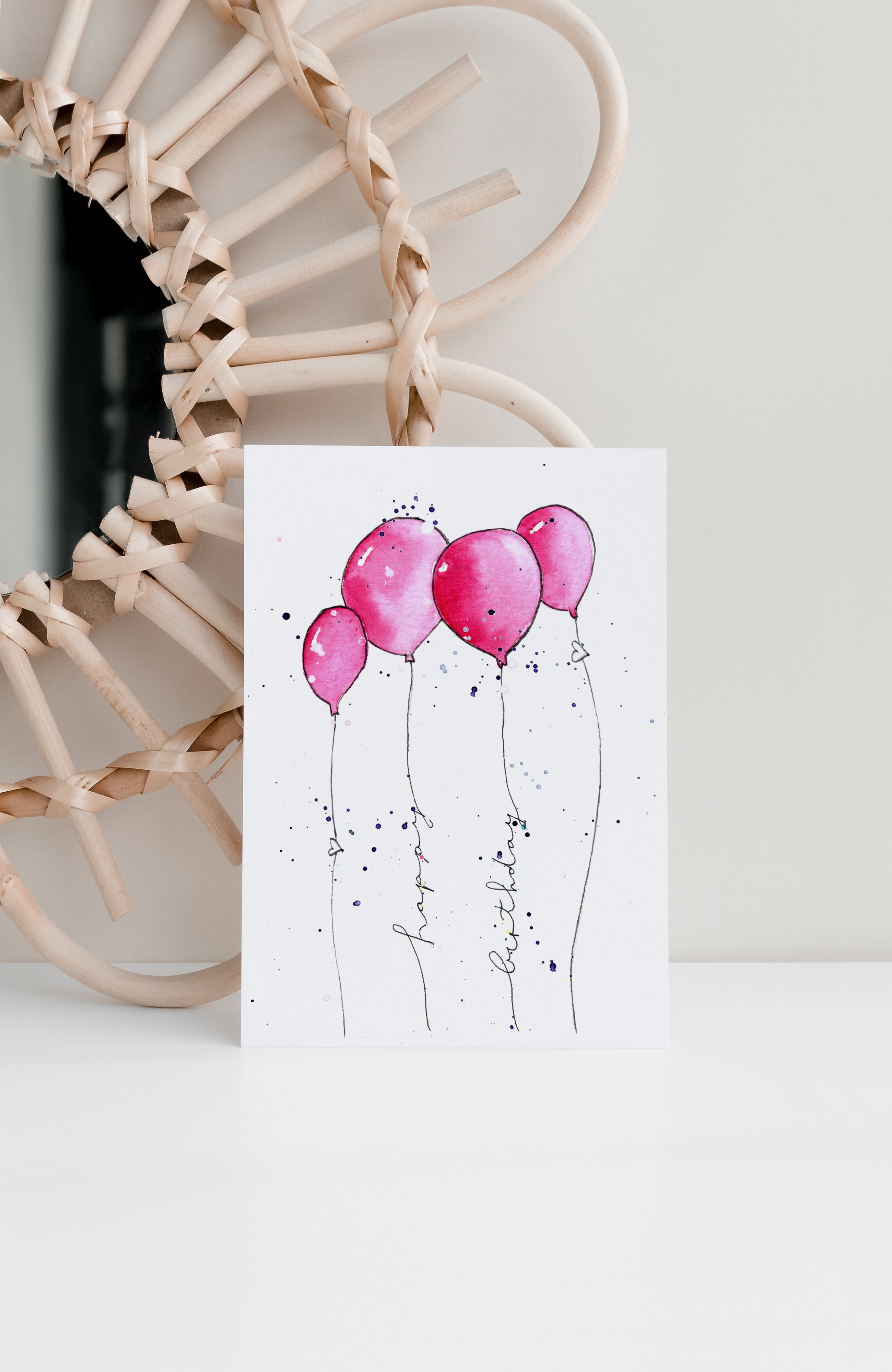 Karte Geburtstag rosa Luftballons