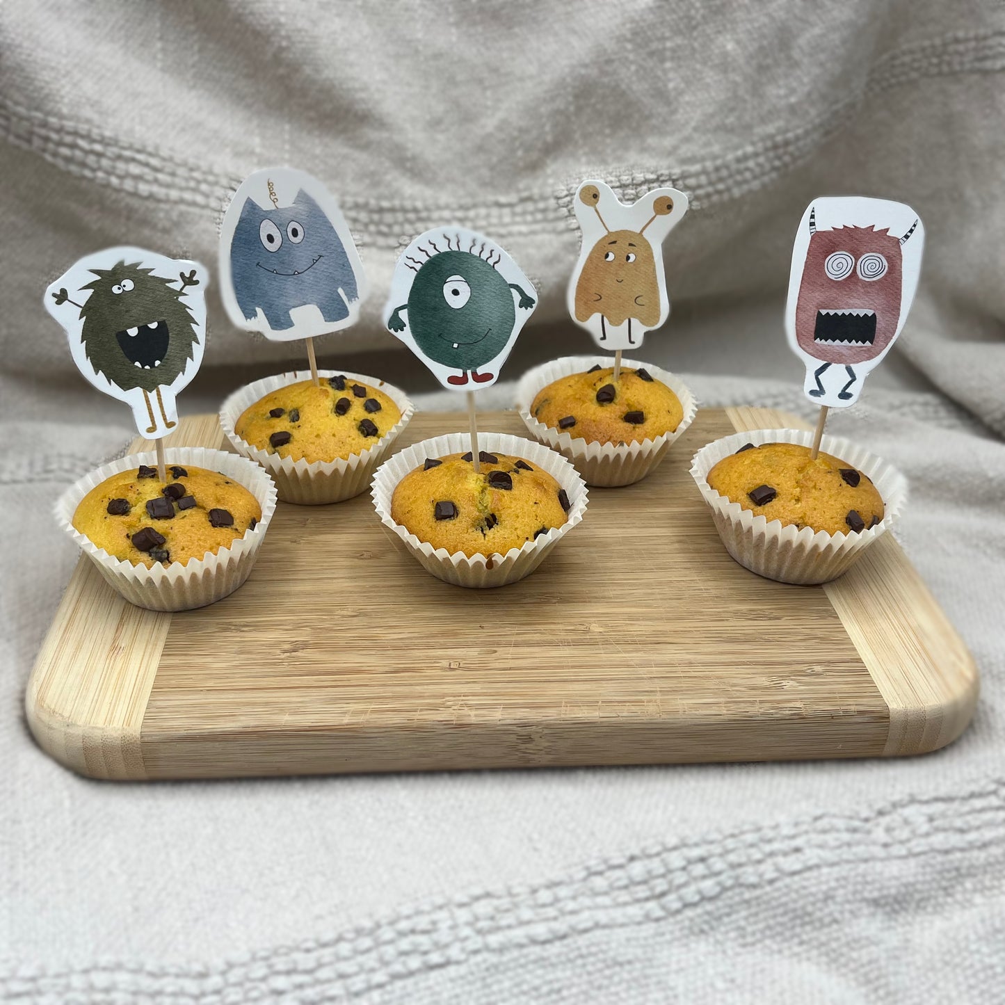 Großes Monster Motto-Set Kindergeburtstag Einladungskarten / Caketopper / "Schön, dass du da warst"-Sticker