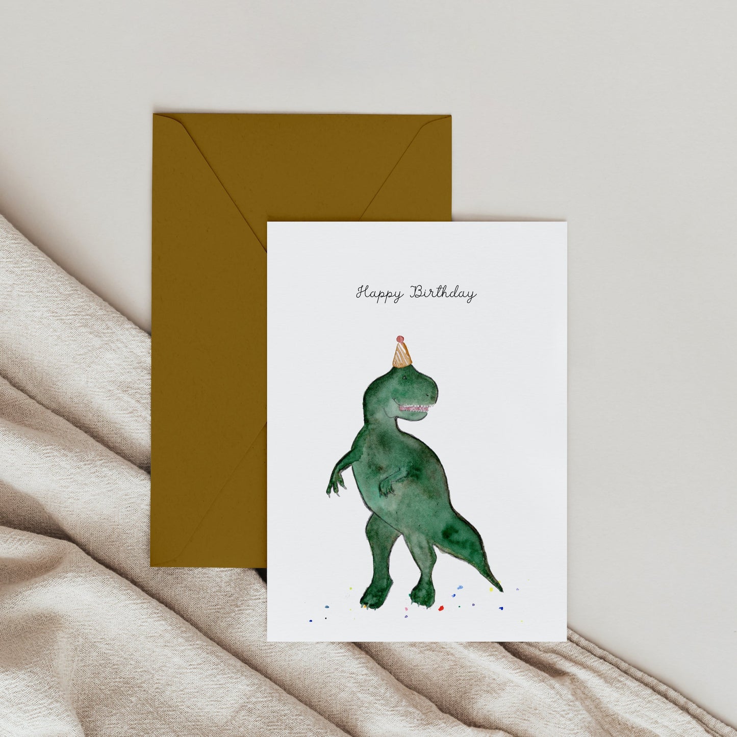 Aquarell Geburtstagskarte "Dino Rex"