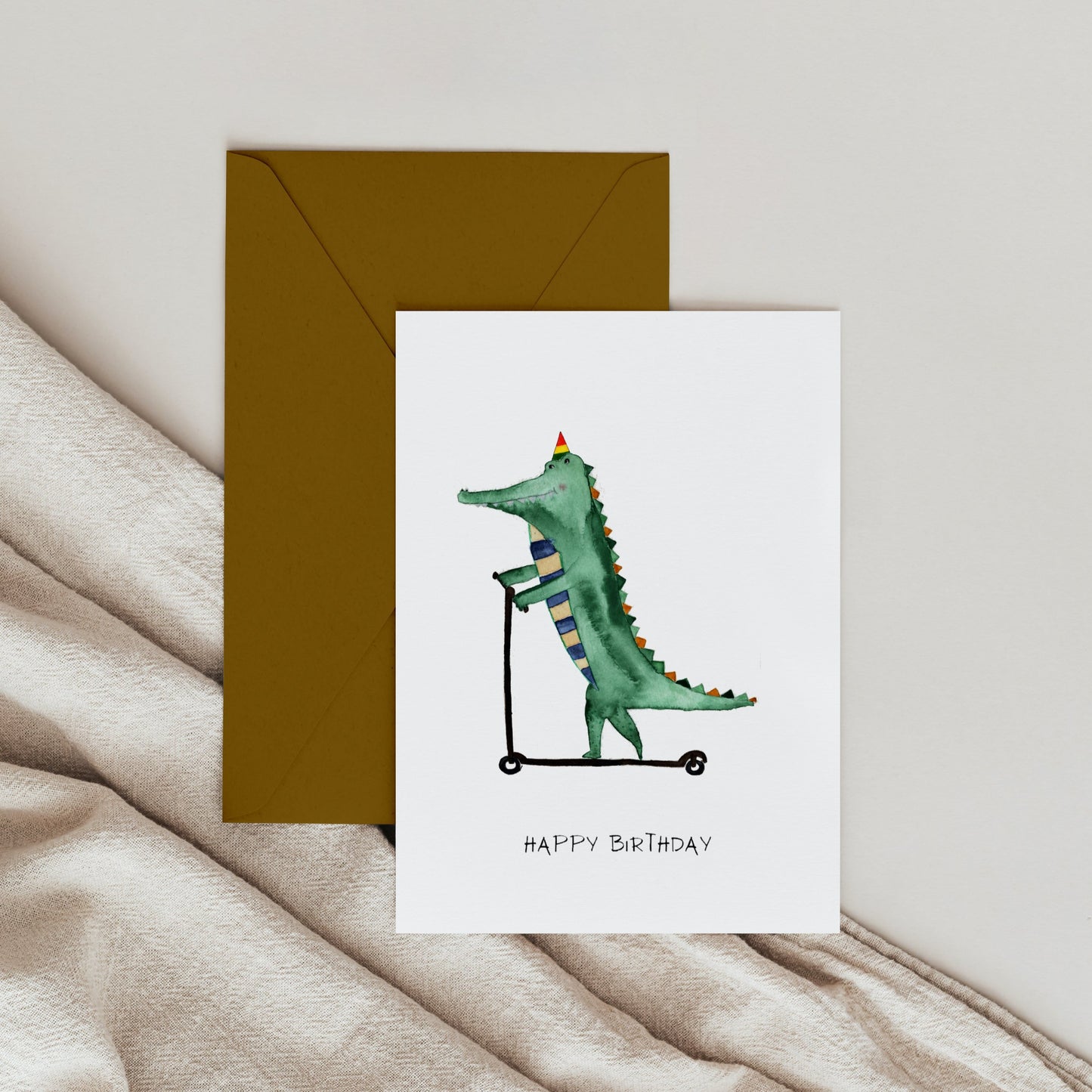 Aquarell Geburtstagskarte "Krokodil"