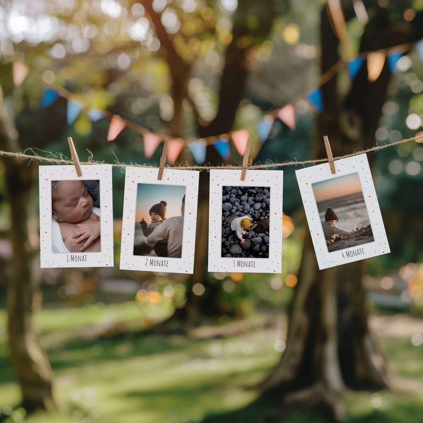 Foto Girlande 1. / 2. / 3. Geburtstag "Bunte Farbspritzer“