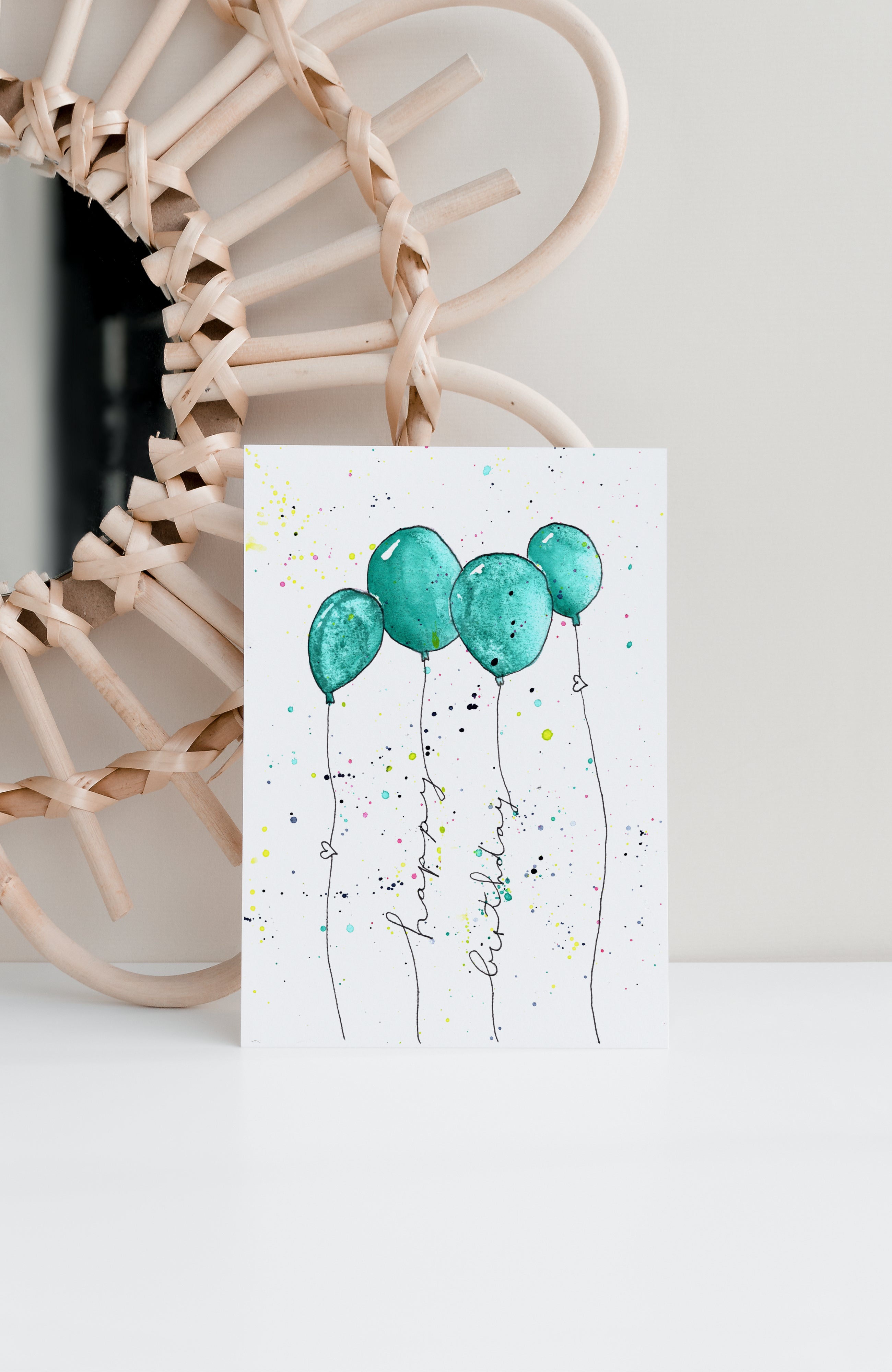 Kinder Geburtstagskarte türkise Luftballons