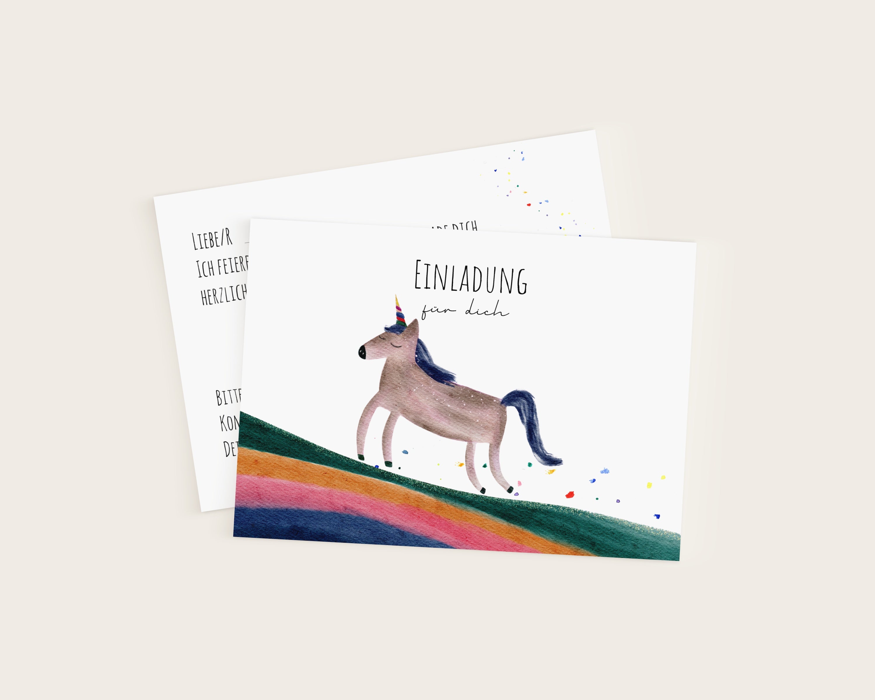 Einhorn-Einladungskarten für den Kindergeburtstag als Set