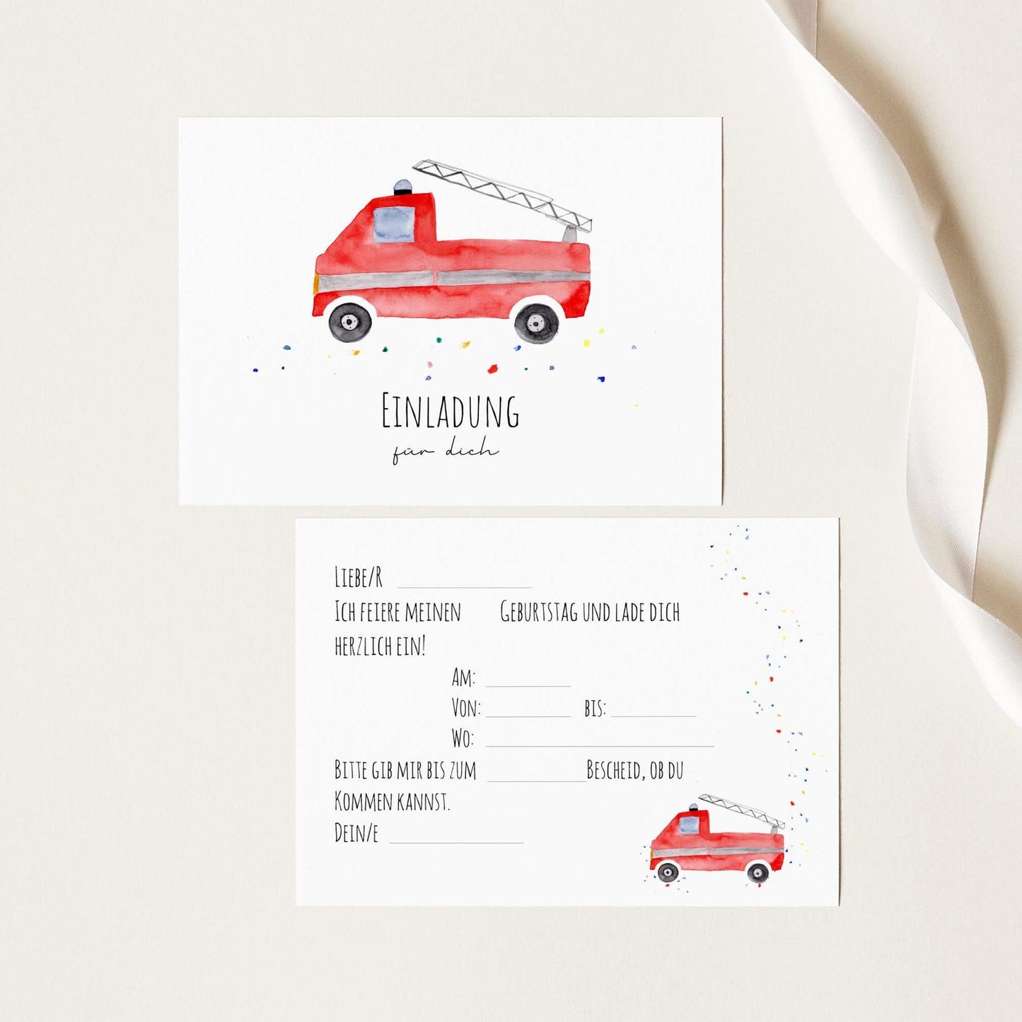 Einladungskarten-Set "Feuerwehr“