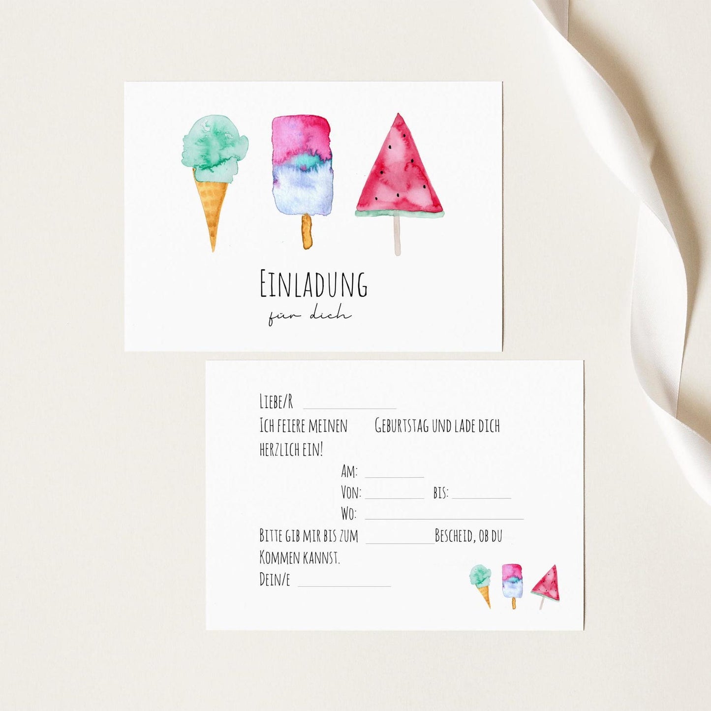 Einladungskarten-Set "Eis“