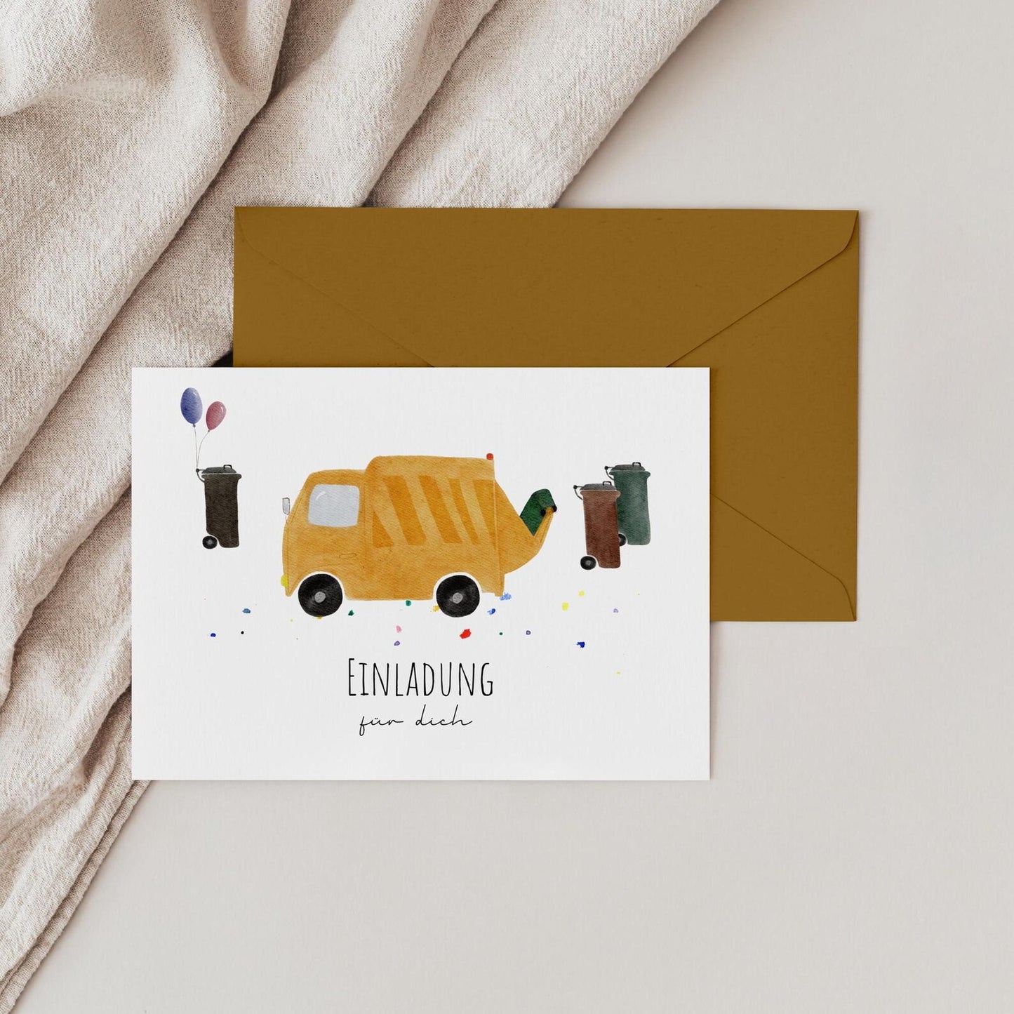 Einladungskarten-Set "Müllabfuhr“