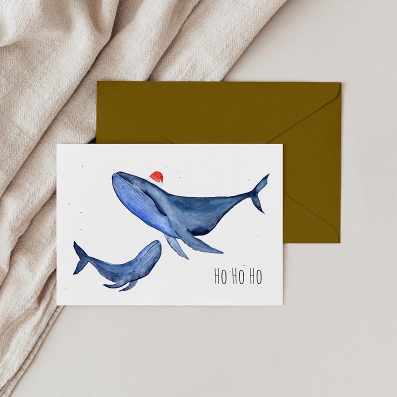 Weihnachtskarte "Mama und Baby Wal"