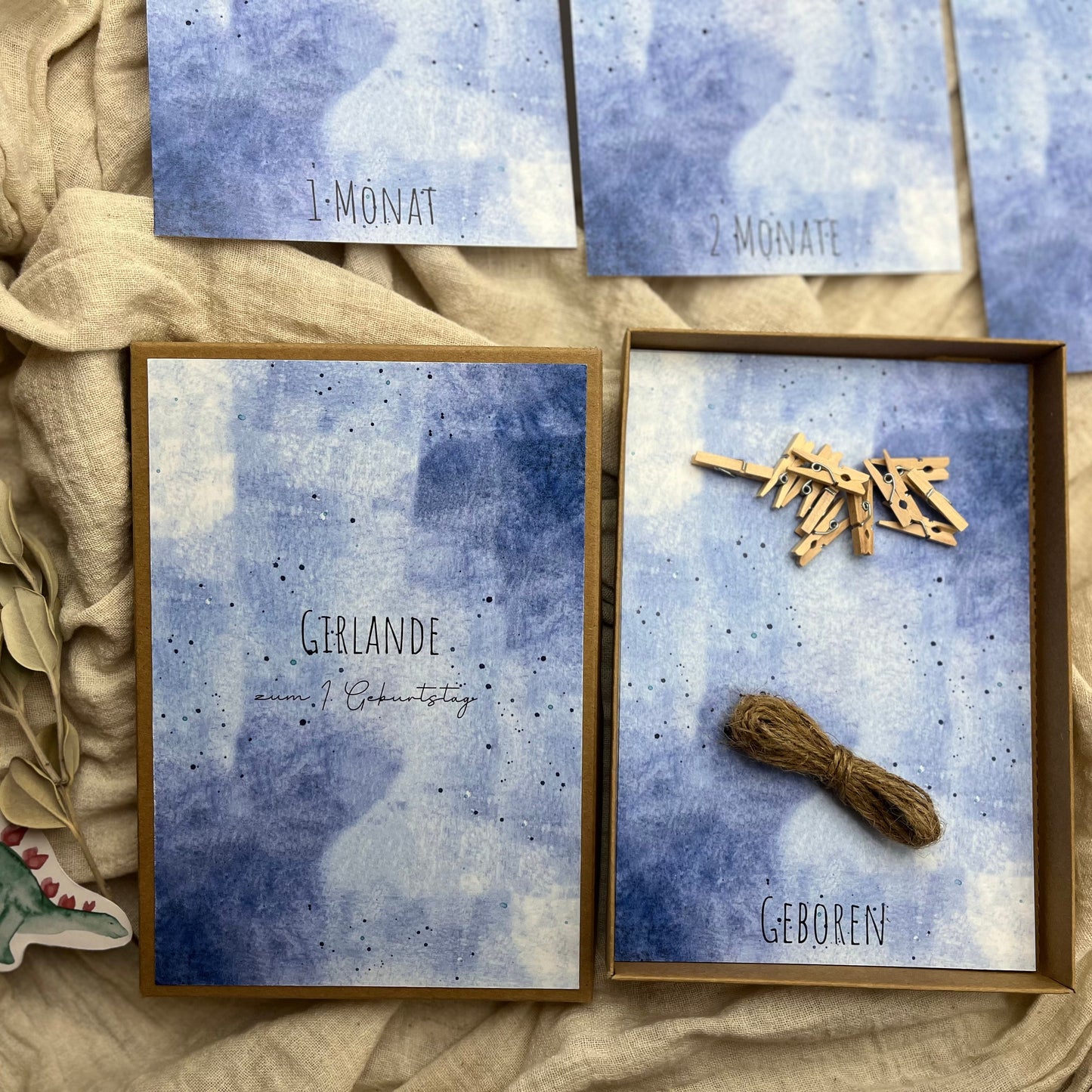 Foto Girlande 1. Geburtstag "Abstrakt blau"