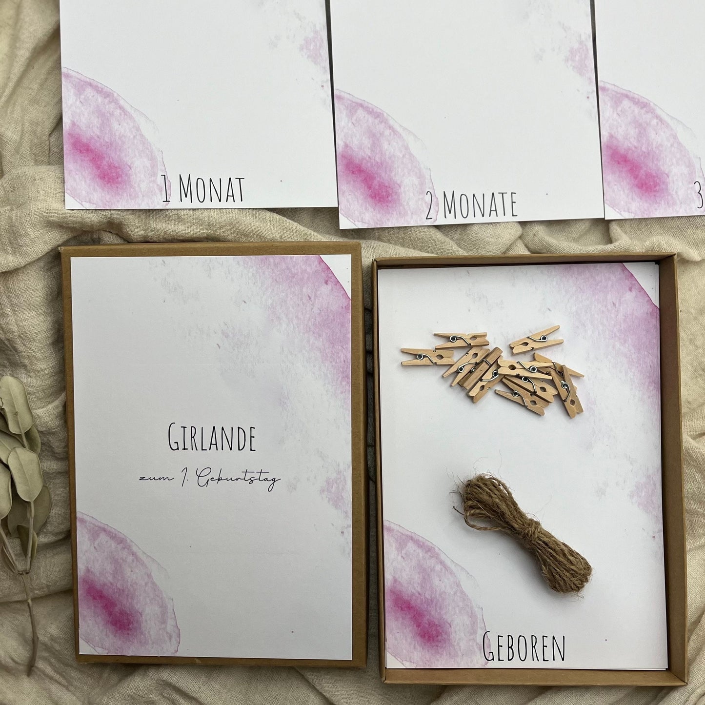 Foto Girlande 1. Geburtstag "Abstrakt Rosa"