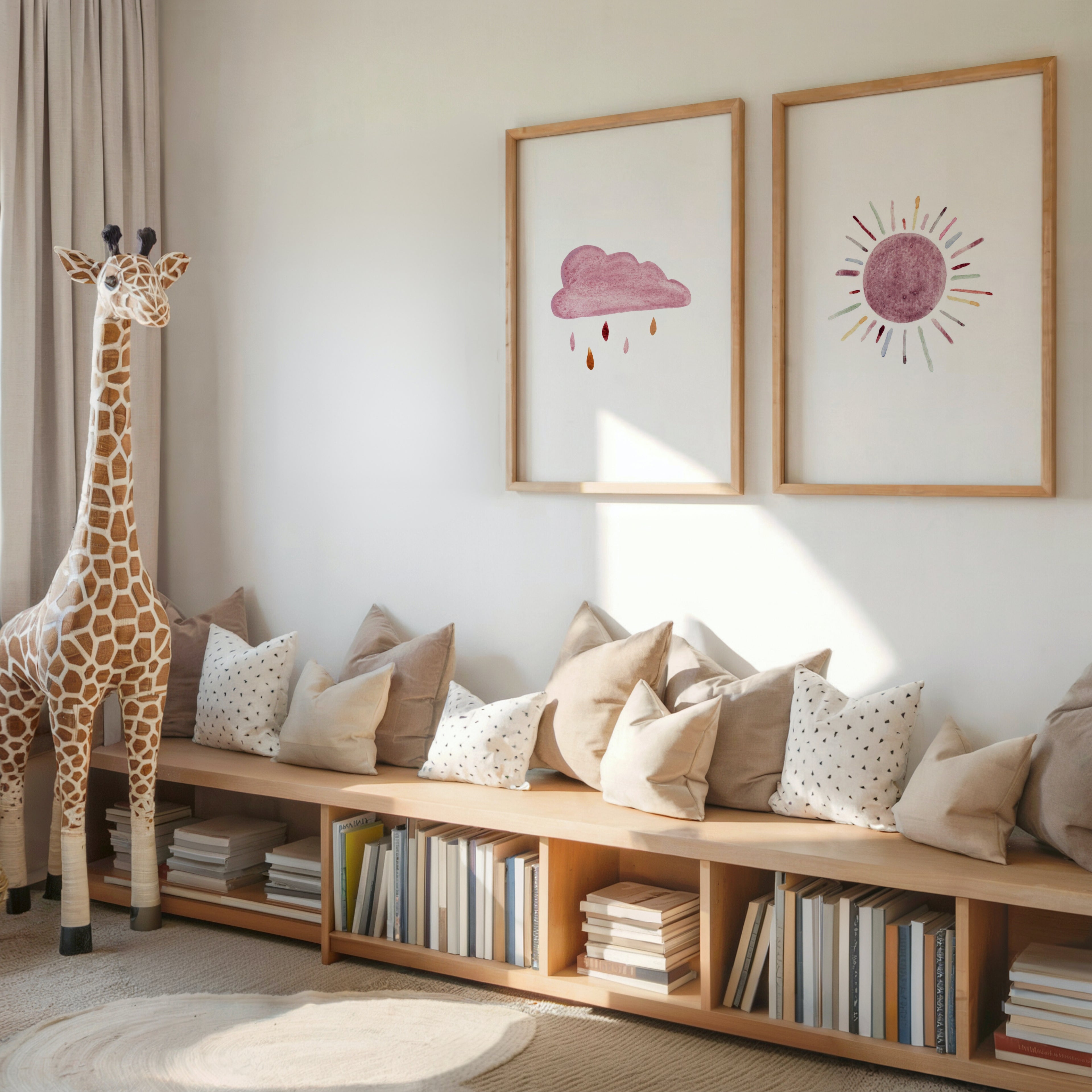 Kinderposter Wolke als ruhige Wanddekoration im Baby- oder Kinderzimmer.