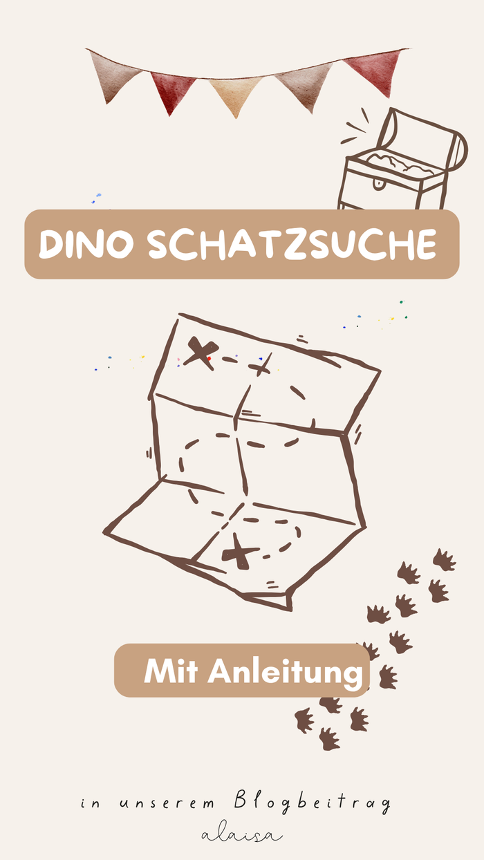 Dino Schatzsuche mit Anleitung und Schatztruhe, Karte und Dino Spuren