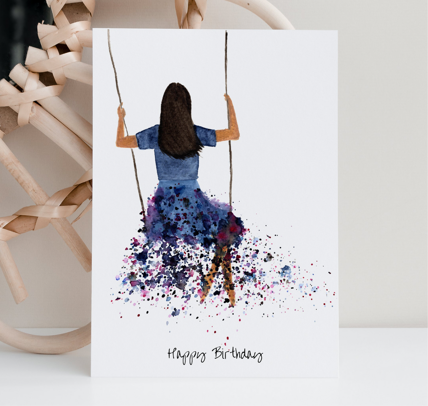 Aquarell Geburtstagskarte "Swing“