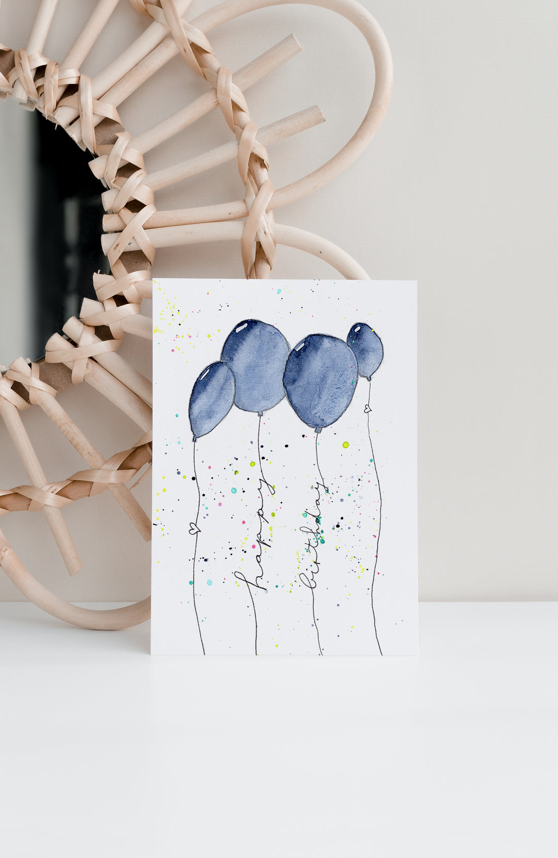 Karte zum Geburtstag Luftballons Blau