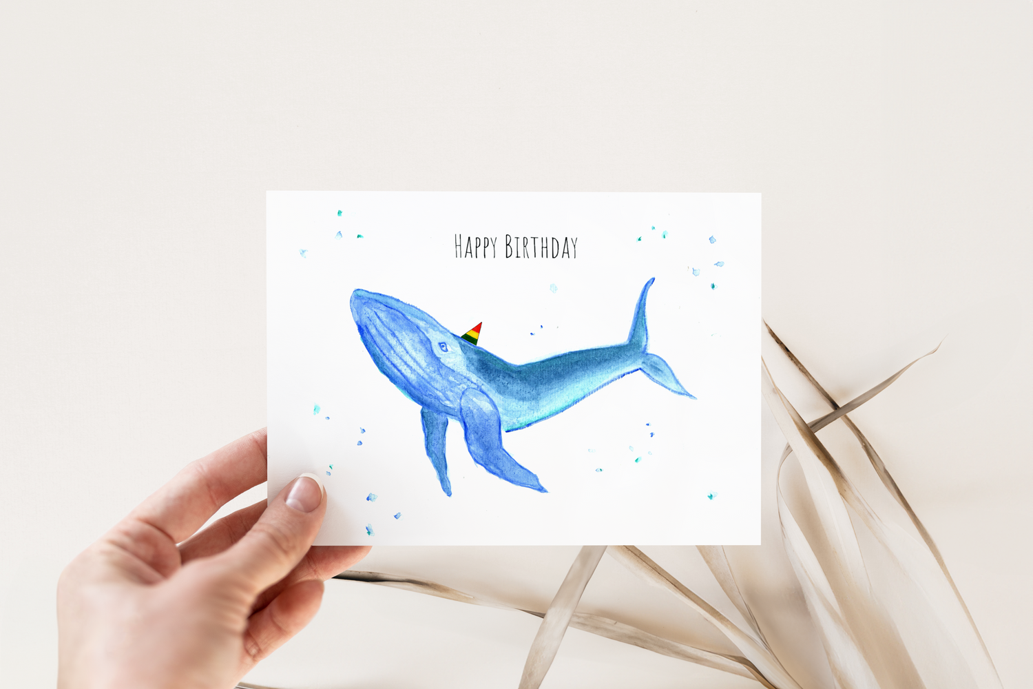 Karte zum Geburtstag mit Wal Motiv