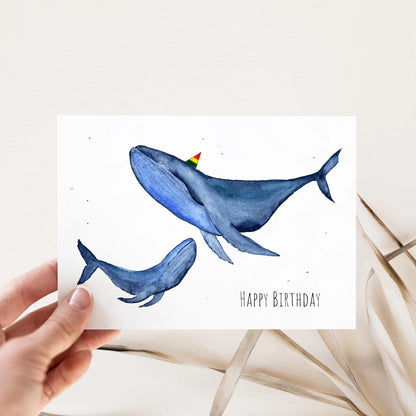 Karte zum Geburtstag Wale