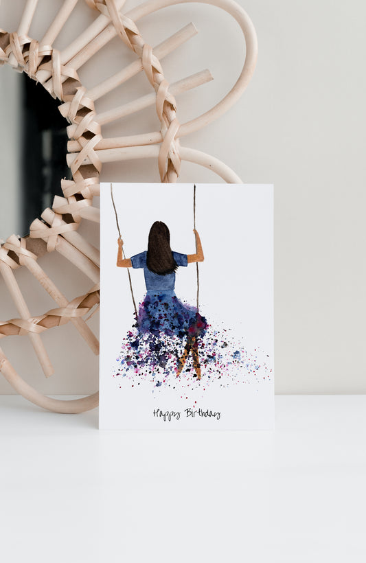 Aquarell Geburtstagskarte "Swing“