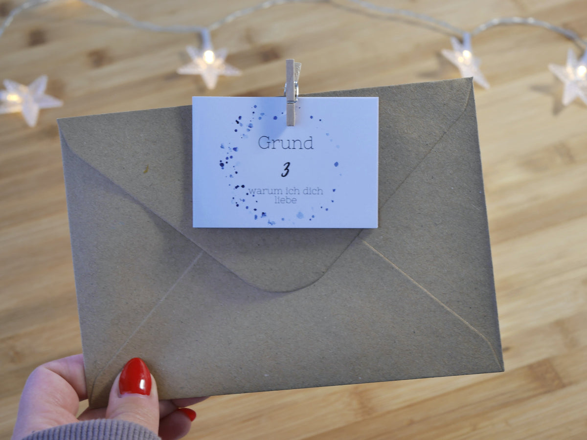 24 Gründe, warum ich dich liebe – handgemalter Adventskalender für persönliche Liebesbotschaften