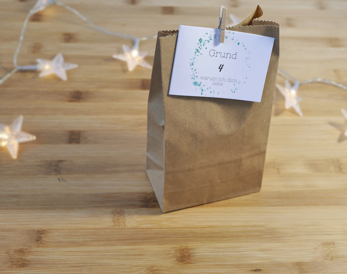 24 Gründe, warum ich dich liebe – handgemalter Adventskalender für persönliche Liebesbotschaften