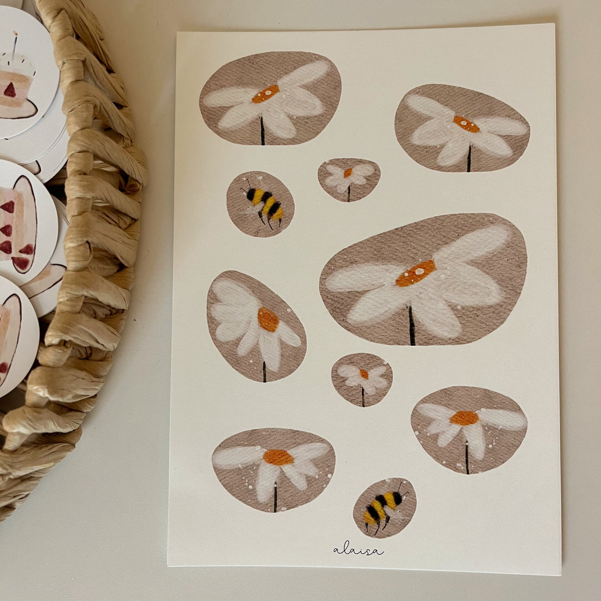 Caketopper – Blumen beige