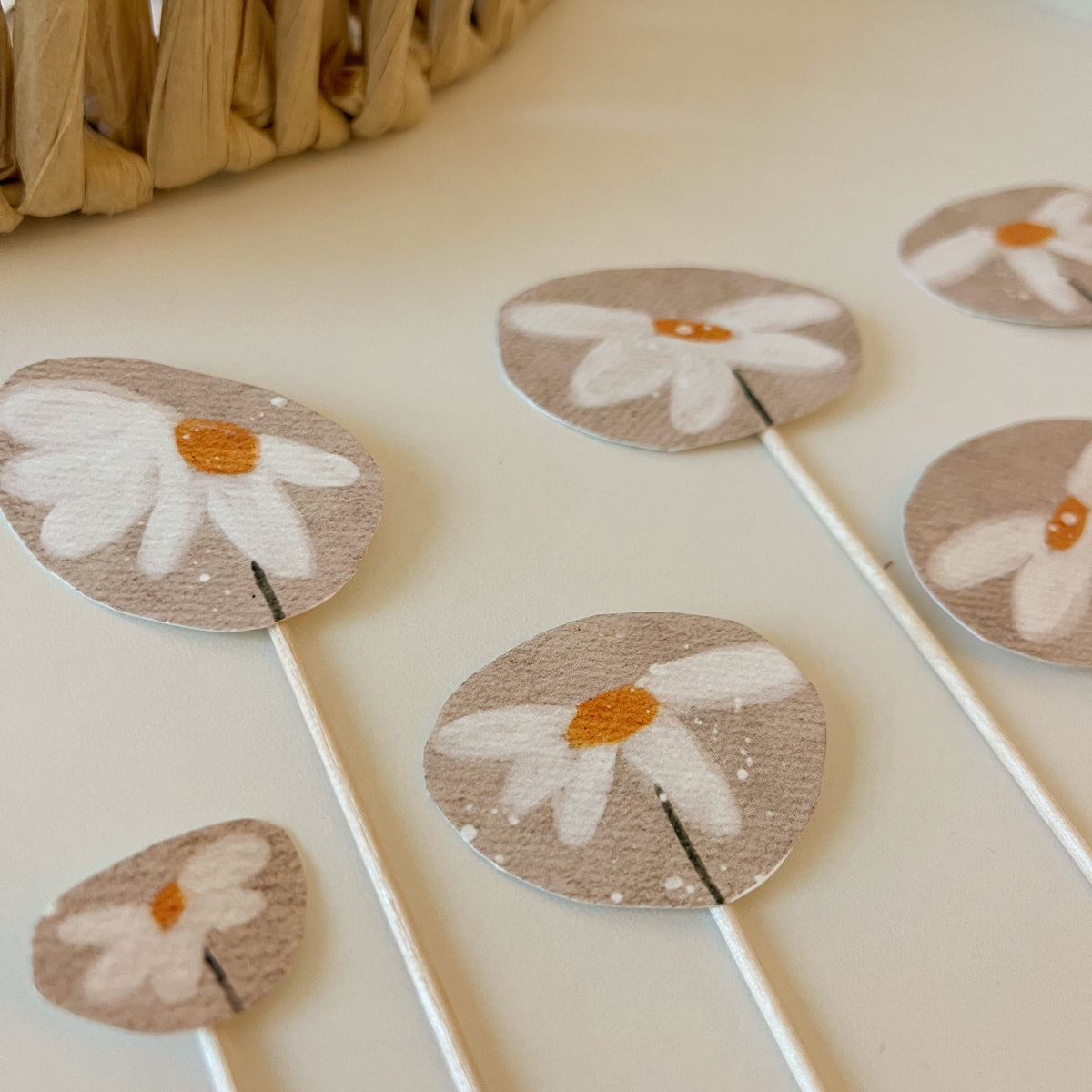 Caketopper – Blumen beige