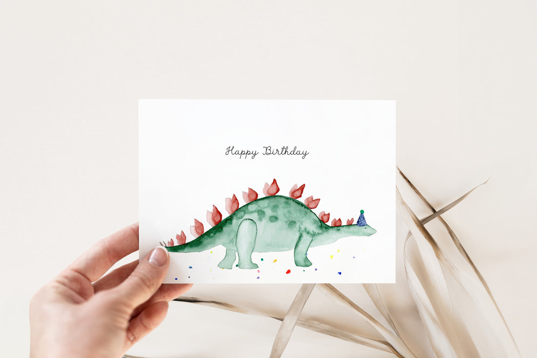 Kinder Geburtstagskarte Dino Stegosaurus