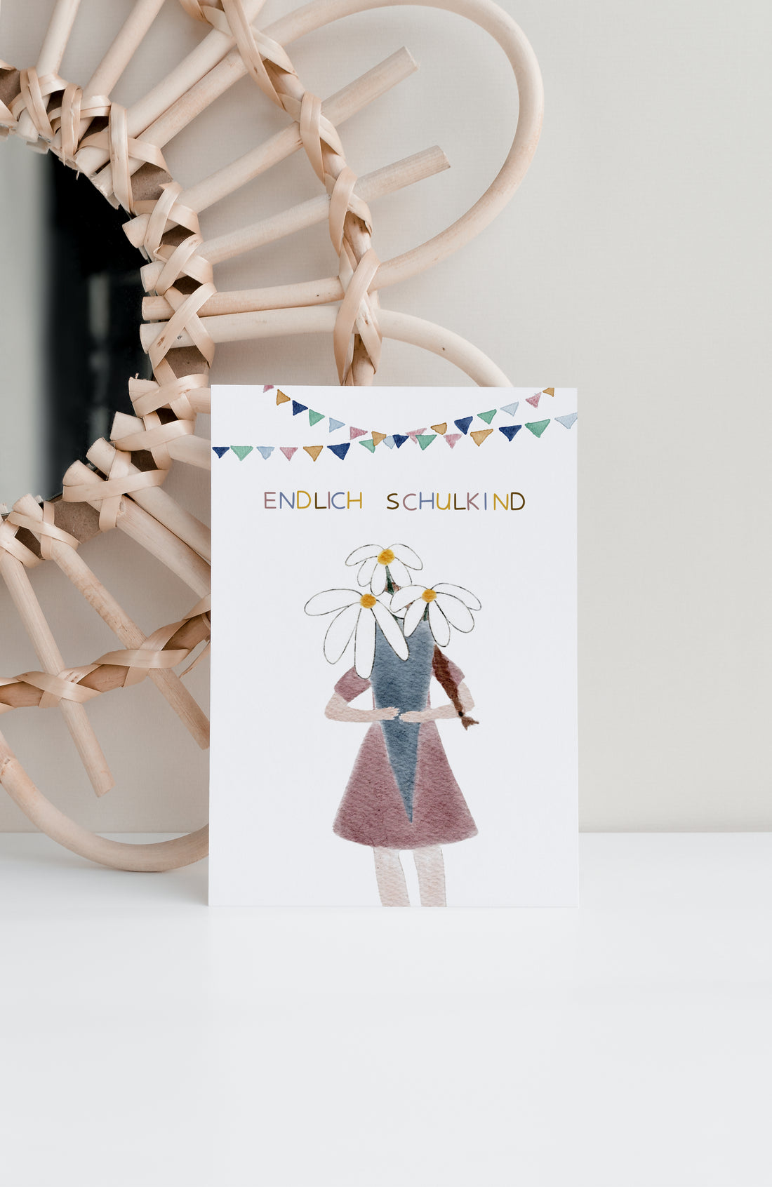 Karte zur Einschulung Blumenmädchen