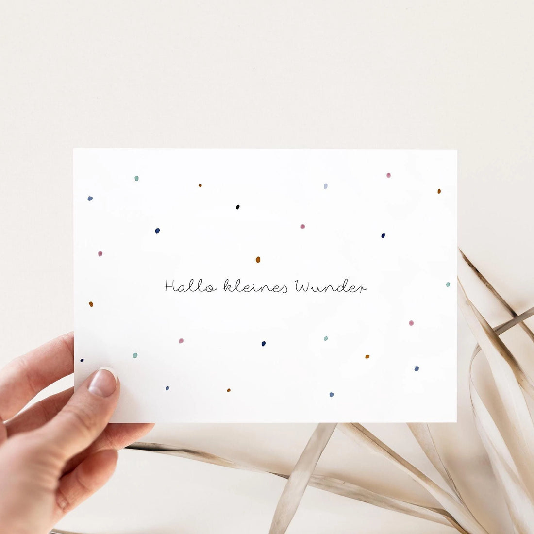 Glückwunschkarte Geburt Hallo kleines Wunder Tupfer