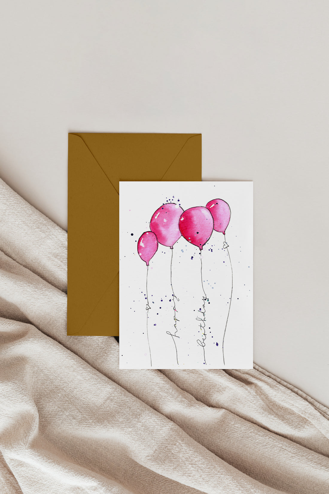 Geburtstagskarte Rosa Luftballons