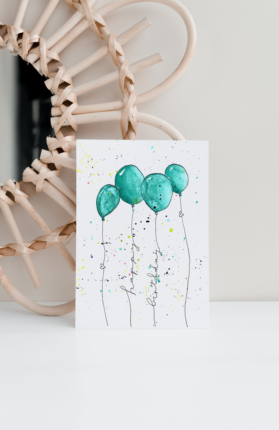 Kinder Geburtstagskarte türkise Luftballons