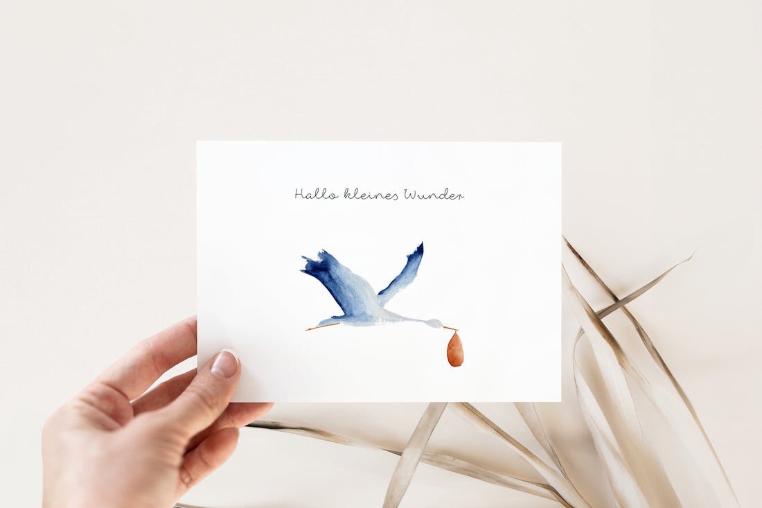 Glückwunschkarte Geburt Storch