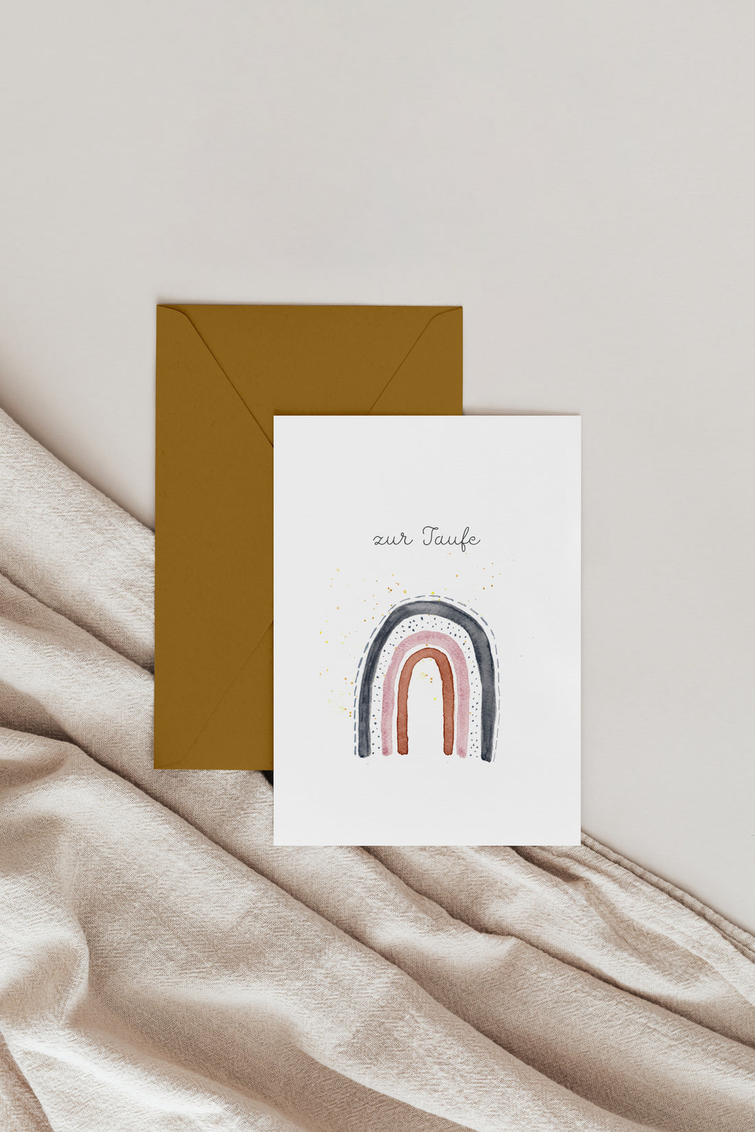 Glückwunschkarte zur Taufe Regenbogen rosa