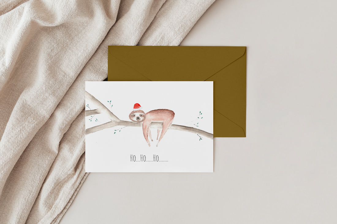 Karte zu Weihnachten Faultier