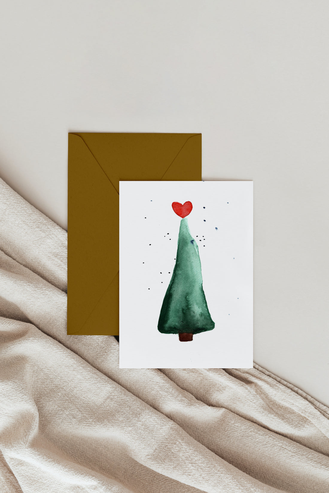 Karte zu Weihnachten Tannebaum Herz