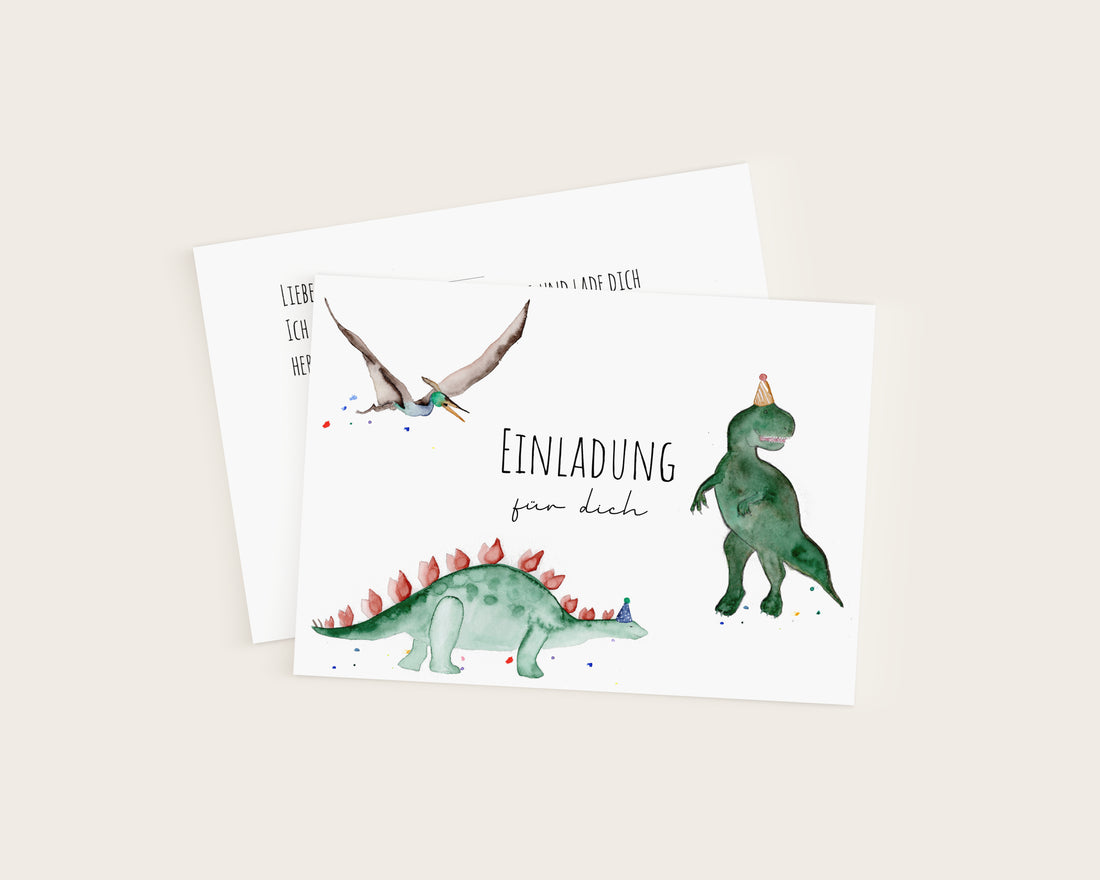 Dino-Einladungskarten für den Kindergeburtstag als Set