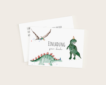 Dino-Einladungskarten für den Kindergeburtstag als Set