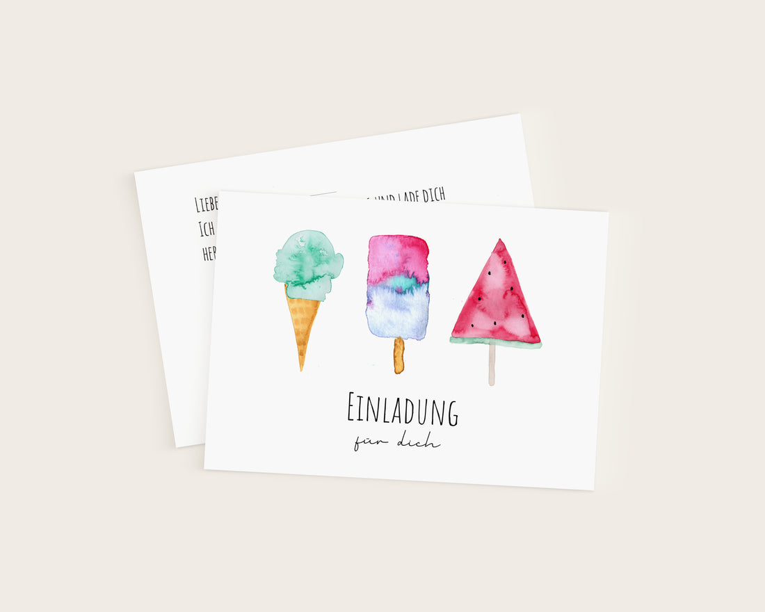 Eis-Einladungskarten für den Kindergeburtstag als Set