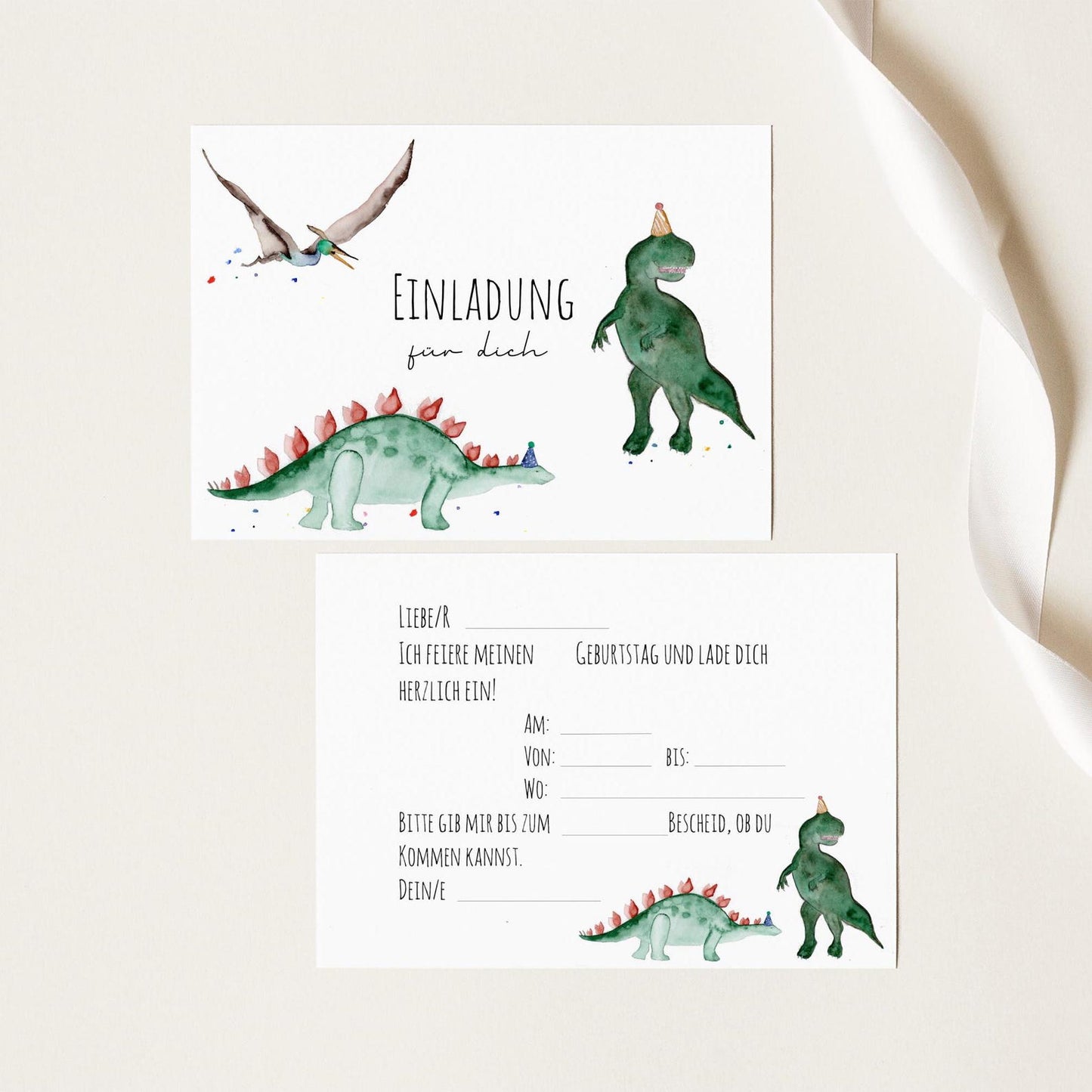 Einladungskarten-Set "Dino“