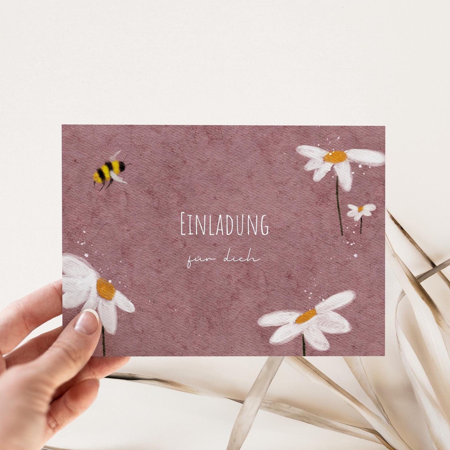 Einladungskarten-Set "Blumen“ (Rosa)