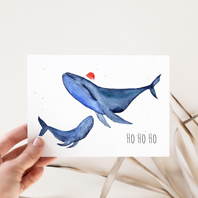 Weihnachtskarte "Mama und Baby Wal"