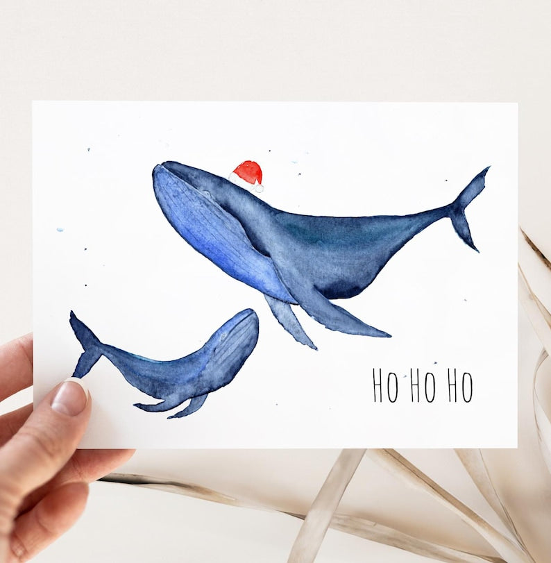 Weihnachtskarte "Mama und Baby Wal"