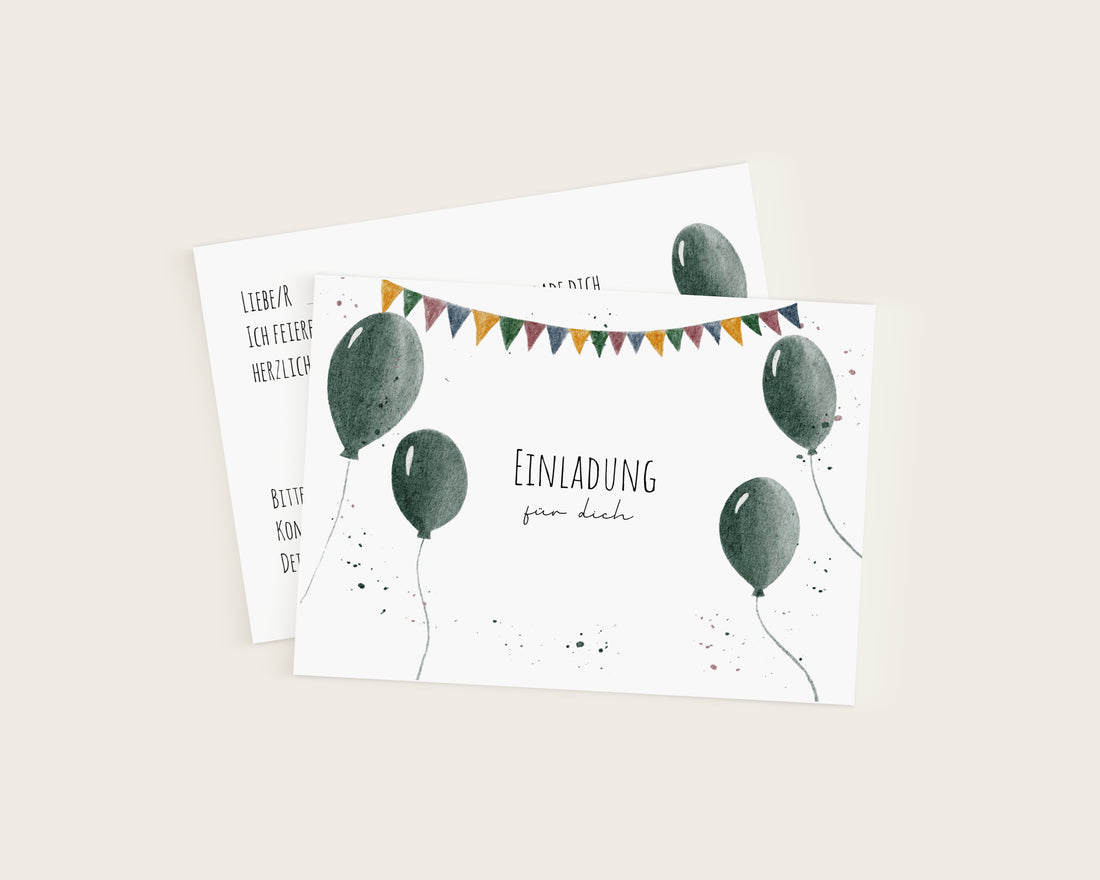 Luftballons-Einladungskarten für den Kindergeburtstag als Set