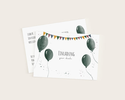 Luftballons-Einladungskarten für den Kindergeburtstag als Set