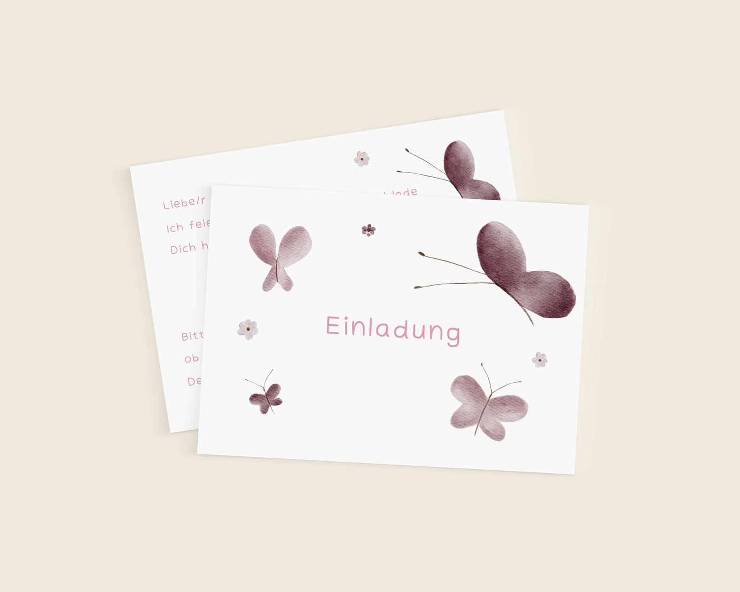 Schmetterlinge-Einladungskarten für den Kindergeburtstag als Set