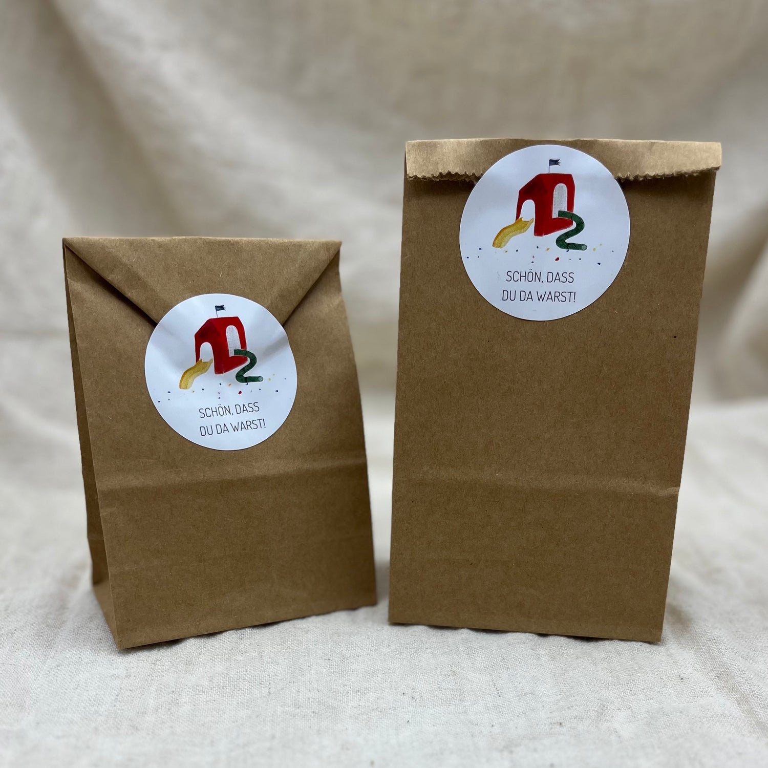 „Schön, dass du da warst“-Sticker für den Kindergeburtstag im Motiv Indoor Spielplatz.