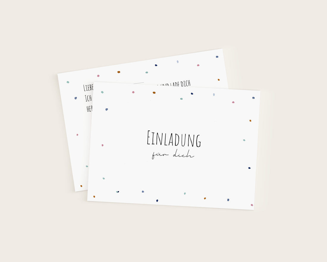 Tupfer-Einladungskarten für den Kindergeburtstag als Set